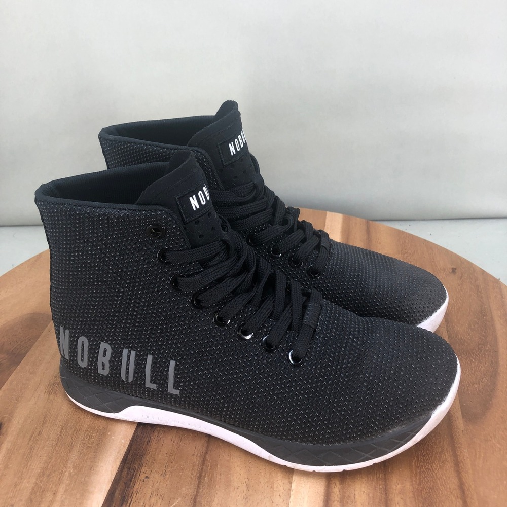 NOBULL High Top Trainer Black White Training Shoes Womens 6 Gym Workout